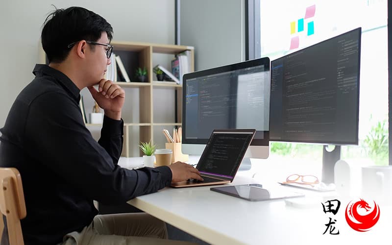 A web developer doing backend coding