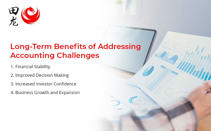 An infographic illustrating the long-term benefits of addressing accounting challenges