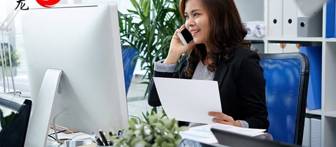 A corporate secretary doing her duties